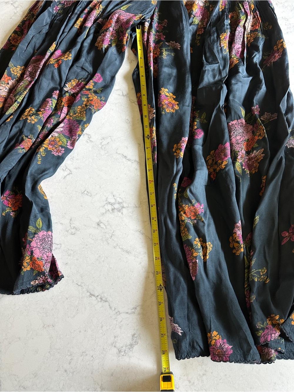 NATURAL LIFE Charcoal Wide-Leg Floral Palazzo Pants with Pink & Orange Blooms - Picture 7 of 8